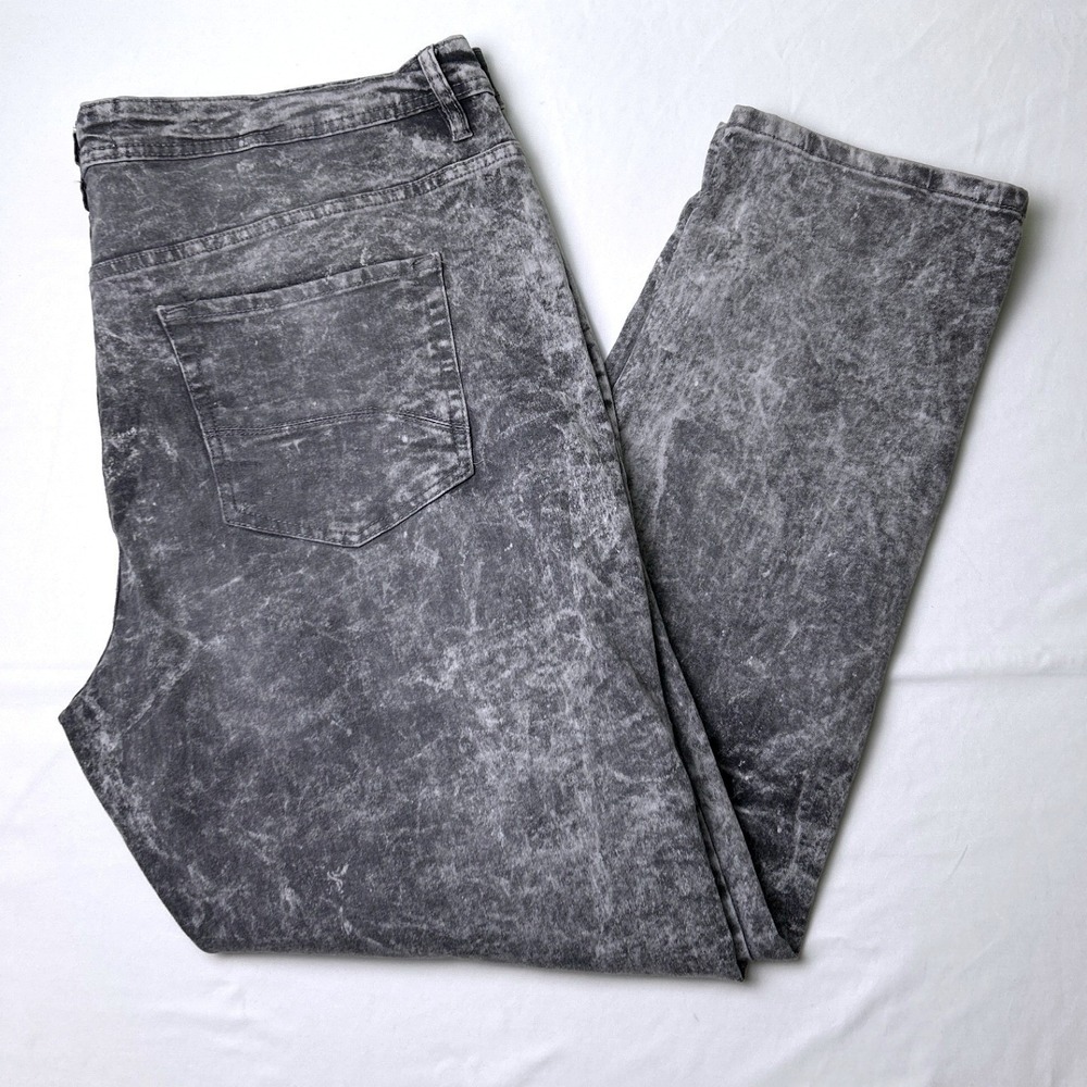 Huntington Mens Skinny Fit Acid Wash Stretch Denim Jeans Size 46x32 Gray Grunge